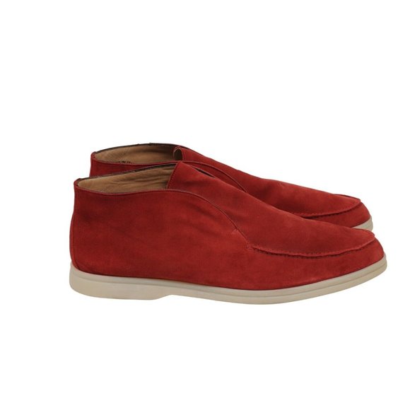 Loro Piana Open Walk Ankle Boots Size US 13 46 Red Suede Slip On Mid Top Chukkas - Picture 6 of 9